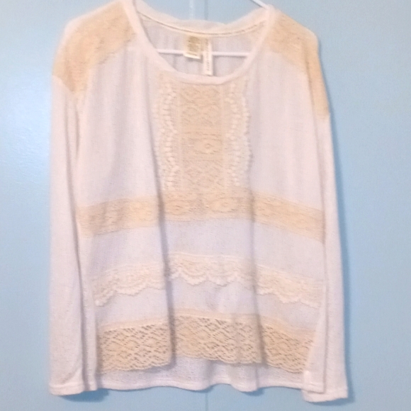 Forgotten Grace Cream Color Blouse With Lace/Crochet‎ True Size Unknown - Picture 1 of 10